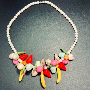 Vintage Plastic Fruit Necklace Colorful Fruit Shaped Beads